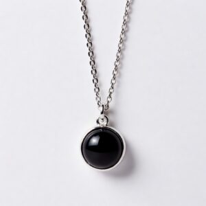 Black Onyx necklace in silver tone