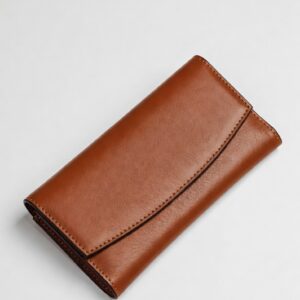 Tan Leather Long Wallet